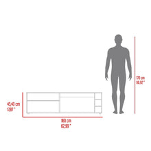 Mesa para TV Sunta, Blanco Duqueza, con amplios espacios para ubicar dispositivos de entretenimiento 70"