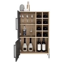 Bar Harvard, Beige y Gris, Amplio Espacio Para Botellas y Porta Copas