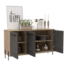 Mueble Auxiliar Tulsa, Beige y Gris, con Variedad de Entrepaños