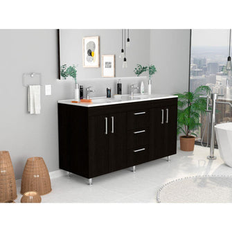 Mueble para Lavamanos Homer, Wengue, con 4 Puertas y 3 Cajones