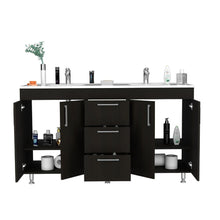 Mueble para Lavamanos Homer, Wengue, con 4 Puertas y 3 Cajones