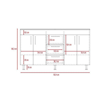 Mueble para Lavamanos Homer, Wengue, con 4 Puertas y 3 Cajones