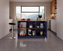 Barra de Cocina Samara, Azul y Fresno Kronos, con Dos Puertas y Entrepaños