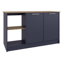 Barra de Cocina Samara, Azul y Fresno Kronos, con Dos Puertas y Entrepaños