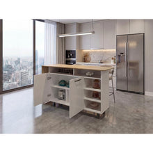 Barra de Cocina Corsia, Kronos Blanco y Kronos Fresno, con Dos Puertas Abatibles  ZF