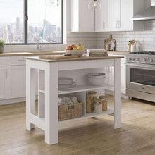 Barra de Cocina Cala, Kronos Blanco y Kronos Fresno, con Amplia Superficie en la Mesa ZF
