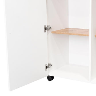 Barra de Cocina Movix, Blanco y Macadamia, con dos entrepaños internos para almacenamiento