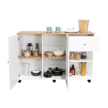 Barra de Cocina Movix, Blanco y Macadamia, con dos entrepaños internos para almacenamiento