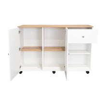 Barra de Cocina Movix, Blanco y Macadamia, con dos entrepaños internos para almacenamiento