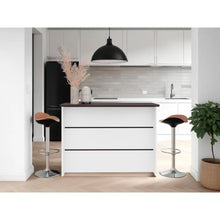 Barra de Cocina Diamante, Kronos Blanco y Kronos Nogal, Con Entrepaños ZF