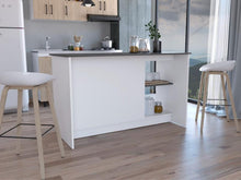 Barra de Cocina Samara, Blanco y Piedra, con Tres Entrepaños