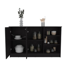 Barra de Cocina Ginger, Wengue, contiene tres entrepaños para guardar objetos de cocina ZF