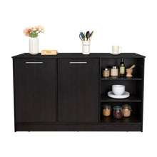 Barra de Cocina Ginger, Wengue, contiene tres entrepaños para guardar objetos de cocina ZF