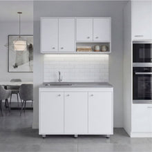Cocina Completa Napoleon, Kronos blanco, Incluye modulo superior con dos puertas abatibles y modulo inferior con tres puertas abatibles ZF