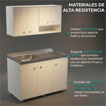 Cocina Completa Napoleon, Kronos blanco, Incluye modulo superior con dos puertas abatibles y modulo inferior con tres puertas abatibles ZF