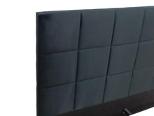 Cama Doble Vertex, Negro, Madera roble tapizada