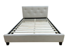 Cama Doble Imperial, Blanco, Madera roble tapizada