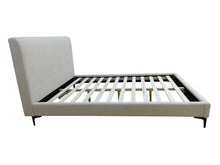 Cama Doble Prisma, Blanco, Madera roble tapizada