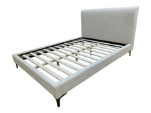 Cama Doble Prisma, Blanco, Madera roble tapizada