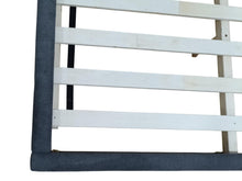Cama Doble Prisma, Gris Oscuro, Madera roble tapizada