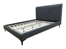 Cama Doble Prisma, Gris Oscuro, Madera roble tapizada