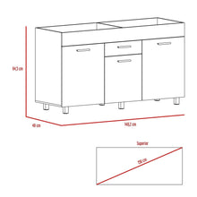 Gabinete Inferior Eris, Macadamia y Blanco, Para Mesón Izquierdo