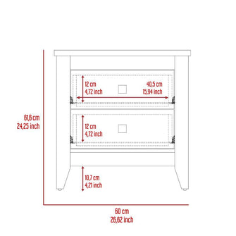 Mesa de Noche Dalot, Blanco, con Cajones y Diseño Moderno ZF X2