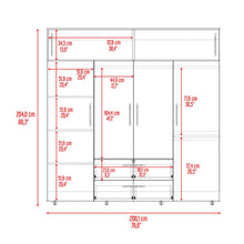 Closet Babel, Fresno Europeo y Blanco, con Cuatro Puertas Abatibles y Cuatro Cajones Multiusos