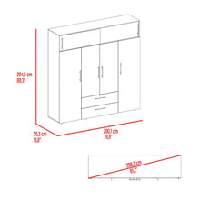 Closet Babel, Fresno Europeo y Blanco, con Cuatro Puertas Abatibles y Cuatro Cajones Multiusos