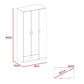 Closet América, Wengue, con amplios espacio para ropa y tres puertas abatibles