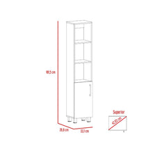 Mueble  Auxiliar para Baño Manchester, Blanco Duqueza, con multiples entrepaños, patas y manijas metalicas