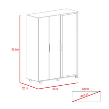 Closet Wesley con Espejo, Miel y Blanco, con Un Tubo Cromado y Amplio Espacio