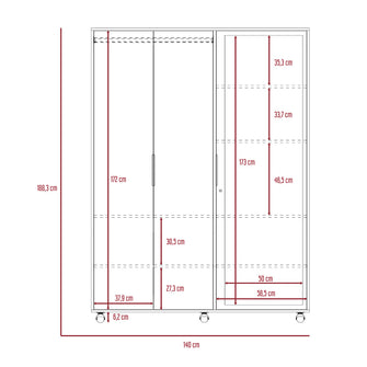 Combo Para Habitación Nova, Incluye Cama - Colchón - Closet - dos Mesas de Noche y Panel