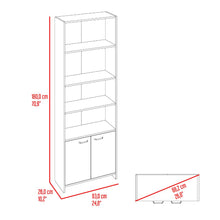 Biblioteca Milán, Fresno Europeo y Wengue, con dos Puertas Abatibles y Cuatro Entrepaños