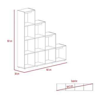 Biblioteca Escalera Ascher, Beige, con Variedad de Espacios Para Libros y Artículos Decorativos