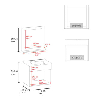 Mueble Para Lavamanos Blake, Blanco Duqueza, Incluye Lavamanos Praia 60 y Espejo ZF