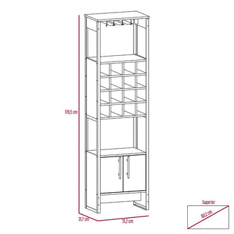 Bar Korina, Miel, con espacio para ubicar multiples botellas