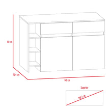 Barra de Cocina Polux, Beige y Blanco, con Amplia Superficie Superior y Entrepaño Móvil Interno