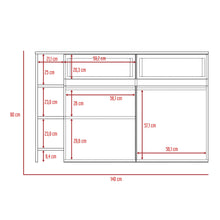 Barra de Cocina Polux, Beige y Blanco, con Amplia Superficie Superior y Entrepaño Móvil Interno