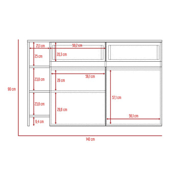 Barra de Cocina Polux, Beige y Blanco, con Amplia Superficie Superior y Entrepaño Móvil Interno