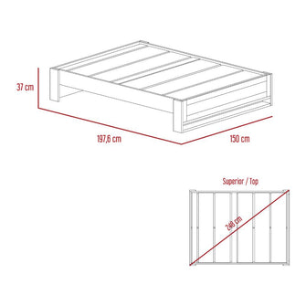 Base Cama Doble Natura, Macadamia, con tendido de tablas