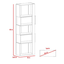 Biblioteca Bored, Beige y Blanco, con Dos Módulos Flotantes y Tres Entrepaños
