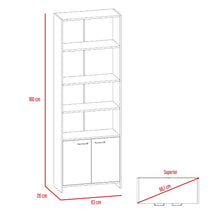 Biblioteca Milán, Wengue, con Dos Puertas Abatibles y Cuatro Entrepaños