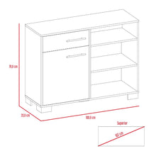 Mesa Auxiliar Marsella, Castaño, Con Cajón Con Riel Extensión Total Y Una Puerta Batiente