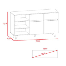 Mesa Auxiliar Nashira, Miel y Plata Oscuro, con Dos Cajones y Dos Puertas Batientes