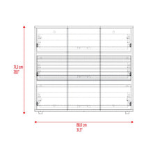 Organizador Wandda,Fresno Europeo y Roble Natural, con tres cajones