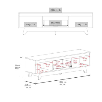 Mesa Para Tv Toulo, Kronos Blanco y Kronos Fresno, con espacio para TV de 80" ZF