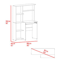 Escritorio Biblioteca Alden, Fresno Europeo, con entrepaños para colocar libros u objetos