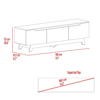 Mesa Para Tv Toulo, Blanco y Fresno, con espacio para TV de 80"