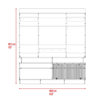 Mesa Para Tv Thun, Blanco Duqueza y Bardolino, con espacio central para tv de hasta 70"